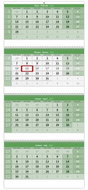 HELMA Four Month Folded Green 2022 - Wall Calendar