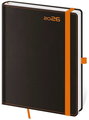 Helma Black Orange týdenní s poutkem na propisku 2026, černý, A5, 14,5 × 20,5 cm