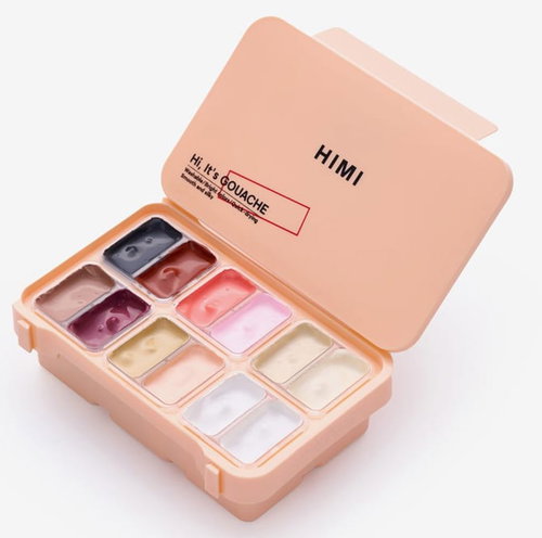 HIMI 12 Lovely Portrait Colours (Peach Case) - Gouache Paints - Main image