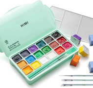 HIMI Jelly Cup Gouache Set 18 Colours, + 3 brushes, Green Edition - Gouache Paints