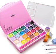 HIMI Jelly Cup Gouache Set 24 Colours, + 3 brushes, Pink Case Edition - Gouache Paints