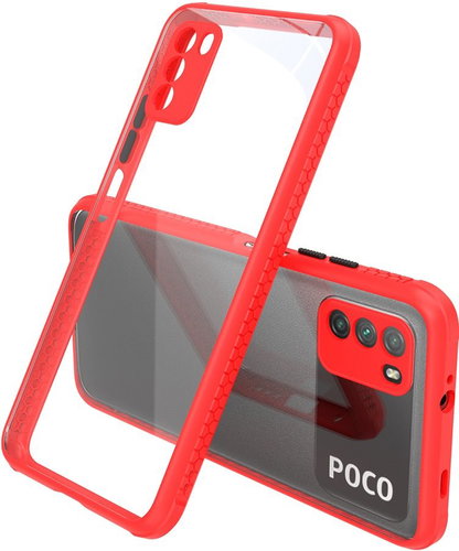 Hishell Two Colour Clear Case for Xiaomi POCO M3 Red - Phone Cover - Main image