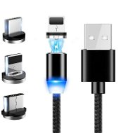 Hishell 3in1 Magnetic Data & Fast Charging Cable 3A (USB-C + Lightning + Micro USB) - schwarz - Datenkabel