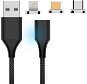Hishell 3in1 Magnetic Charging Cable (USB-C + Lightning + Micro USB) fekete - Tápkábel