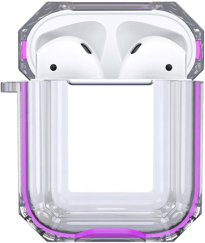 Hishell Two Colour Clear Case for Airpods 1&2 Purple - Headphone Case - Main image