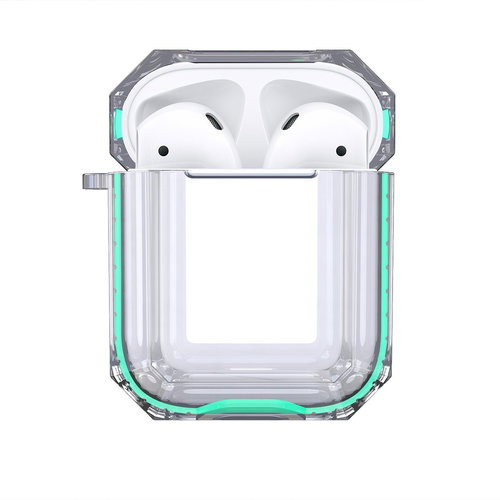 Hishell Two Colour Clear Case for Airpods 1&2 Green - Headphone Case - Main image