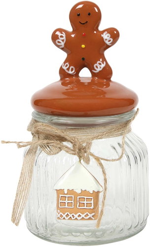 HIT Glass Biscuit Jar, Gingerbread Man 15.5cm - Storage Jar - Main image