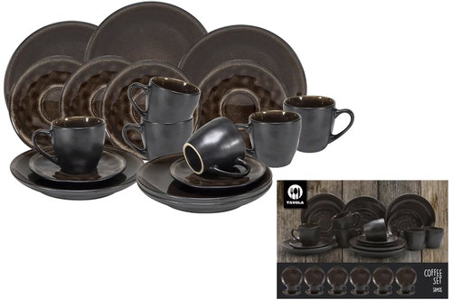 HIT Kávová sada SAMOS, 18 ks, tmavě hnědá - Dish Set - Main image