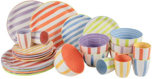 HIT Sada jídelního nádobí, 24 ks, letní pruhy - Dish Set - Main image