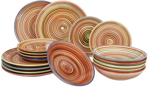 HIT Sada talířů LINES, 18 ks, hnědá - Set of Plates - Main image