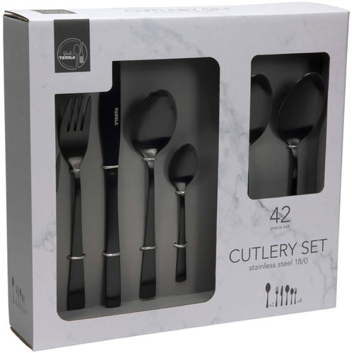 HIT Cutlery Set 42pcs, Black - Cutlery Set - Main image