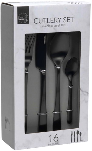 HIT Cutlery Set 16 pcs, Black - Cutlery Set - Main image