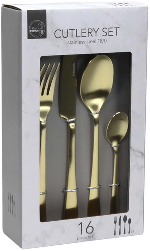 HIT Cutlery Set, 16 pcs, Gold - Cutlery Set - Main image