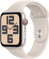 Apple Watch SE Cellular 44mm Starlight Aluminium Case with Starlight Sport Band - S/M - Okosóra