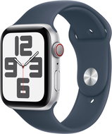 Apple Watch SE Cellular 44mm Silver Aluminium Case with Storm Blue Sport Band - S/M - Okosóra