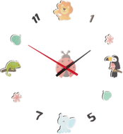 H&L Dětské 3D nalepovací nástěnné hodiny Zvířátka EVA kov - Wall Clock