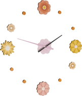 H&L Dětské 3D nalepovací nástěnné hodiny Květiny EVA kov - Wall Clock