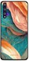 Mobiwear Glossy lesklý pro Huawei Nova 5T / Honor 20 - G025G - Azurový a oranžový mramor - Phone Cover