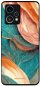 Mobiwear Glossy lesklý pro Realme 9 - G025G - Azurový a oranžový mramor - Phone Cover