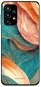 Mobiwear Glossy lesklý pre Samsung Galaxy A23/A23 5G – G025G – Azúrový a oranžový mramor - Kryt na mobil