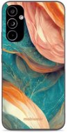 Mobiwear Glossy lesklý na Samsung Galaxy A34 5G - G025G - Azúrový a oranžový mramor - Kryt na mobil
