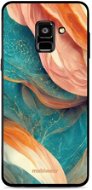 Mobiwear Glossy lesklý na Samsung Galaxy A8 2018 - G025G - Azúrový a oranžový mramor - Kryt na mobil