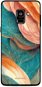 Mobiwear Glossy lesklý pro Samsung Galaxy A8 2018 - G025G - Azurový a oranžový mramor - Phone Cover