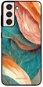 Mobiwear Glossy lesklý na Samsung Galaxy S21 Plus - G025G - Azúrový a oranžový mramor - Kryt na mobil