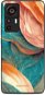 Mobiwear Glossy lesklý pro Xiaomi 12T / 12T Pro - G025G - Azurový a oranžový mramor - Phone Cover