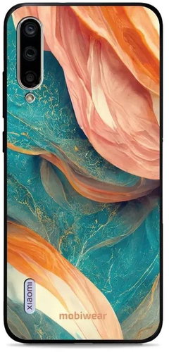 Mobiwear Glossy lesklý pro Xiaomi Mi A3 - G025G - Azurový a oranžový mramor - Phone Cover - Main image