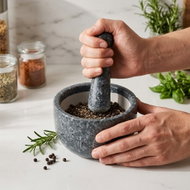 H&L StoneLook mortar 330 ml, stoneware, granite effect - dark grey - Mortar