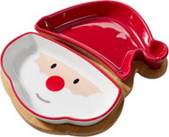 H&L Santa's red Christmas serving bowl set on a bamboo tray 18cm - Serving Set