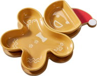 H&L Yellow Christmas gingerbread serving bowl set on a 22cm bamboo tray - Serving Set