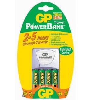 GP Power Bank Travel - univerzální nabíječka + 4 ks AA NiMH 2300mAh - - - Main image