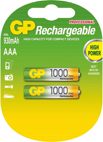 GP AAA microwave NiMH 2x 1000mAh - Rechargeable Battery - Main image