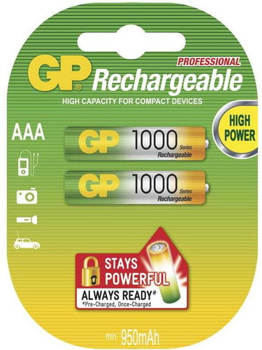 GP AAA 950mAh NiMH 2 - Rechargeable Battery - Main image