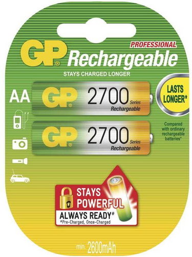 GP AA NiMH 2700mAh 2pcs - Rechargeable Battery - Main image