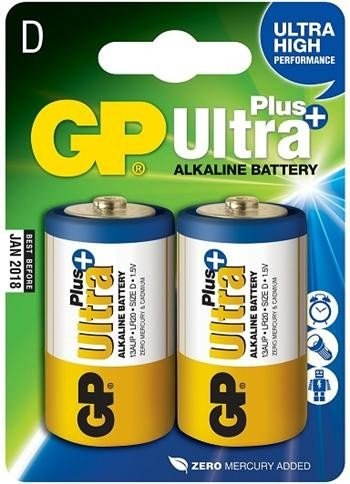 GP Ultra Plus LR20 (D) 2 db buborékcsomagolásban - Eldobható elem - Fő fotó