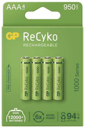 GP ReCyko 1000 AAA Rechargeable Battery (HR03), 4pcs - Rechargeable Battery - Main image