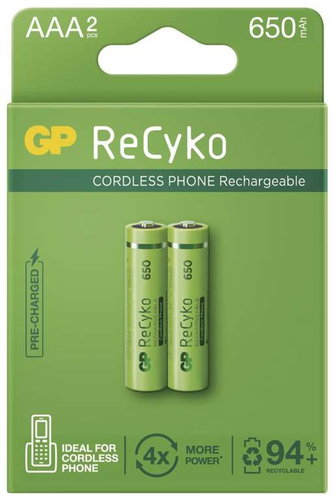 GP ReCyko Cordless AAA (HR03) újratölthető elem, 2 db - Tölthető elem - Fő fotó