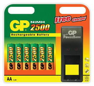 Akumulátory AA tužkové GP + nabíječka zdarma - -