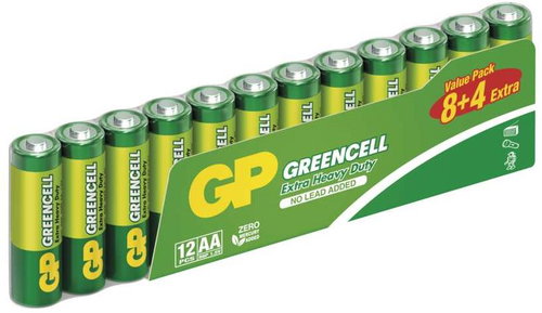 GP Zinkbatterie Greencell AA (R6), 8+4 Stk - Einwegbatterie - Hauptbild