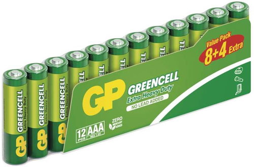 GP Zinkbatterie Greencell AAA (R03), 8+4 Stk - Einwegbatterie - Hauptbild