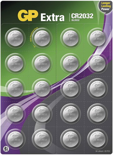 GP Extra CR2032 Lithium-Knopfzellenbatterie, 20 Stück - Knopfzelle - Hauptbild