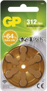 GP ZA312 (PR41) hearing aid batteries, 6 pcs - Button Cell