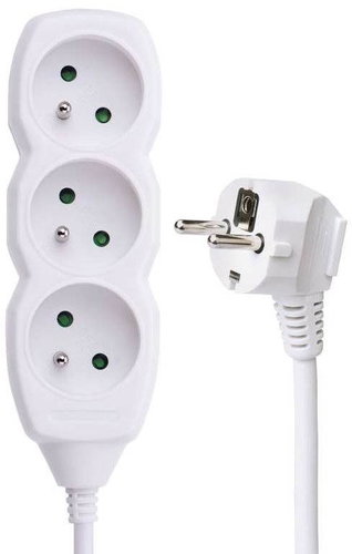 Emos extension 250V, 3x socket, 3m white - Extension Cable - Main image