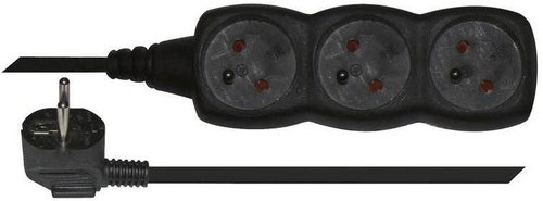 Emos extension 250V, 3x socket, 3m black - Extension Cable - Main image