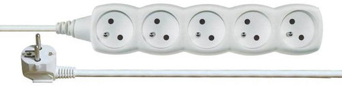 Emos extension 250V, 5x sockets, 5m, white - Extension Cable - Main image