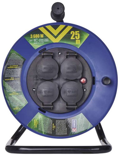 EMOS Rubber Extension Cable on Spool - 4 Sockets, 25m, 2,5mm2 SCHUKO Main image EMOS Rubber Extension Cable on Spool - 4 Sockets, 25m, 2,5mm2 SCHUKO - Extension Cable - Main image