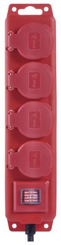 EMOS Rubber extension cable IP44, 4× socket, 3m - Extension Cable - Main image